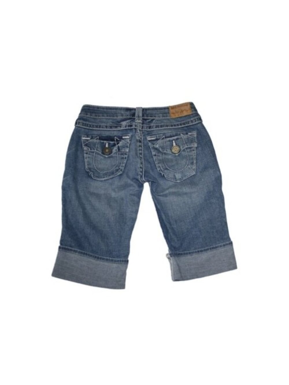 Women True Religion Denim Jeans Shorts Cuffed Light Wash Size 25